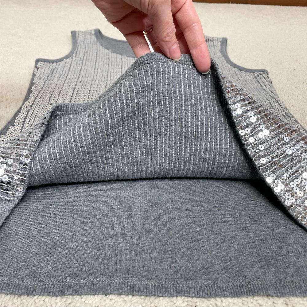 Cruise Wear & Co. Silver Sequins Front Ribbed Cotton Tank Top - Picture 14 of 17